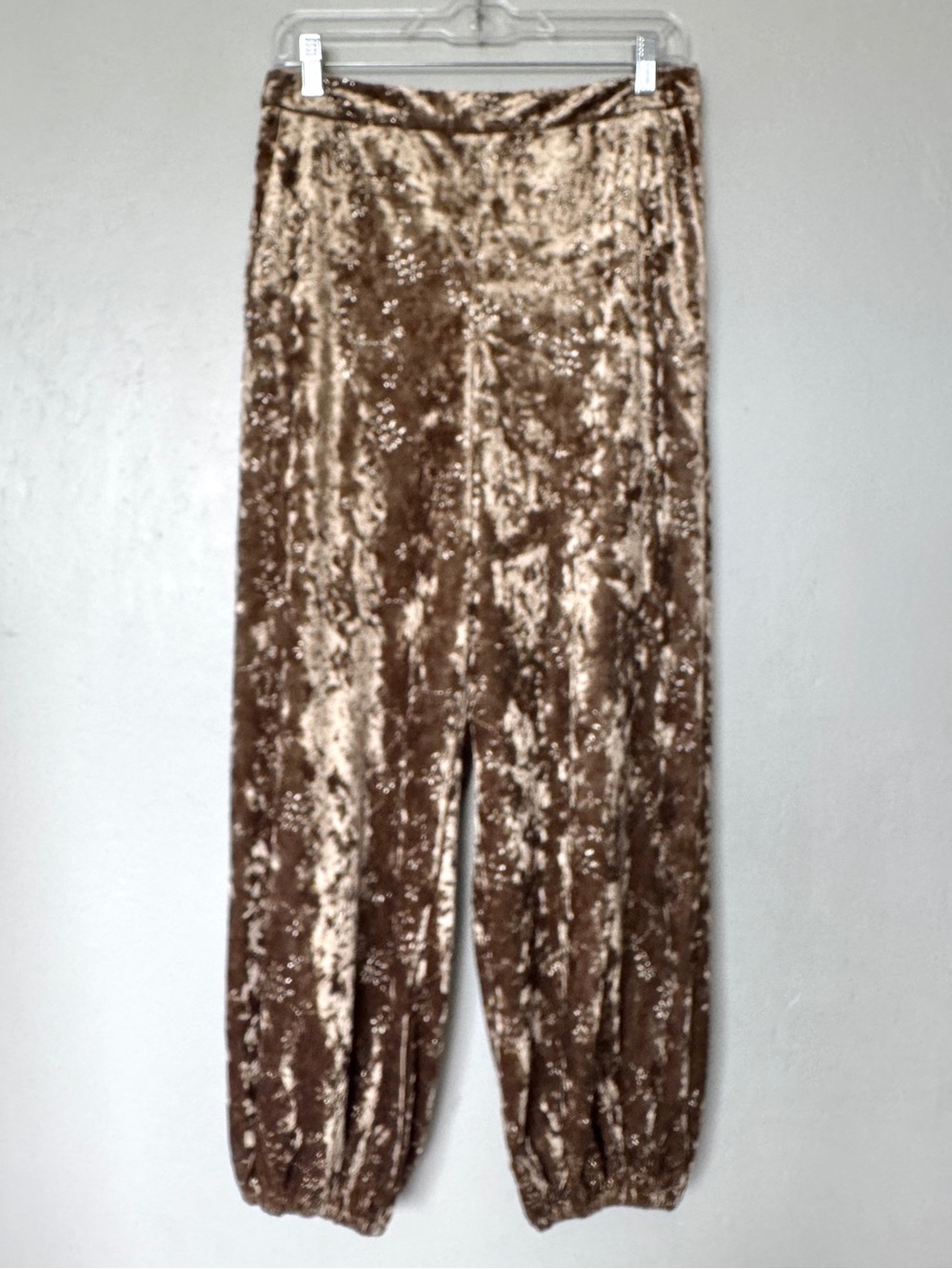Zara Golden Velvet Metallic Thread Baloon Pants Size M